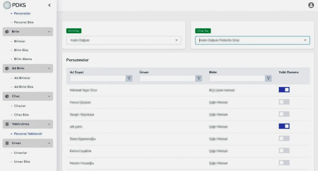 PDKS Personel Yetkilendir